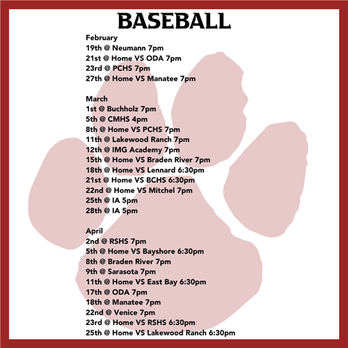 Baseball Schedule